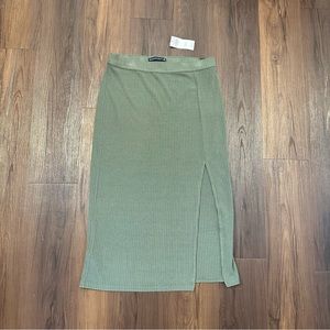 Abercrombie Knit Midi Skirt - Olive Green Medium NWT